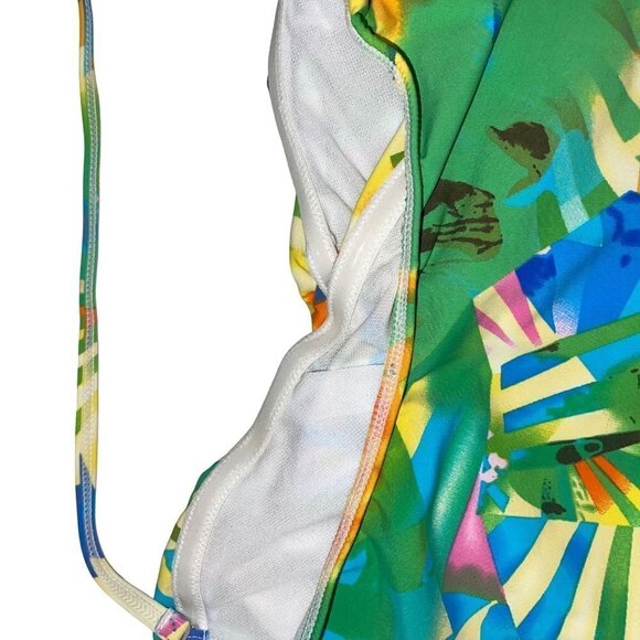 Lisa Maree Womens Swimsuit Size XS Tropical Ruched Removable Strap Tie Neck New - Picture 6 of 12